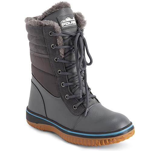 Polar Mujer Espuma De Memoria CEntrast Line Caucho Gum Suela Exterior Impermeable Acolchado Collar Térmica Botas De Nieve - Gris - UK10/EU43 - YC0668