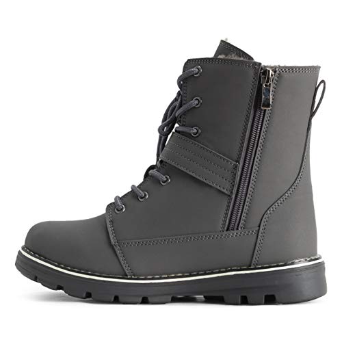 Polar Mujer Espuma De Memoria Motorista Botas De Nieve Piel Sintética Forrada Welted Caucho Suela Exterior Térmica Zapatos - Gris - UK6/EU39 - YC0646