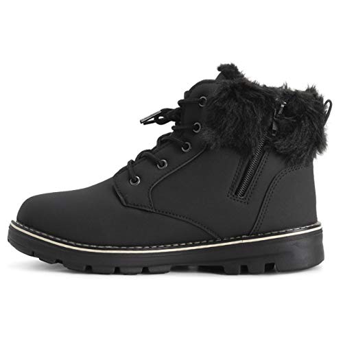 Polar Mujer Espuma De Memoria Motorista Cardy Cuff Botas De Nieve Piel Sintética Forrada Welted Caucho Suela Exterior Térmica Zapatos - Negro - UK8/EU41 - YC0651