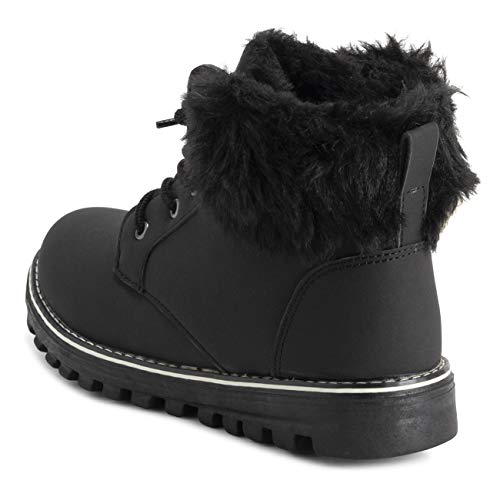 Polar Mujer Espuma De Memoria Motorista Cardy Cuff Botas De Nieve Piel Sintética Forrada Welted Caucho Suela Exterior Térmica Zapatos - Negro - UK8/EU41 - YC0651