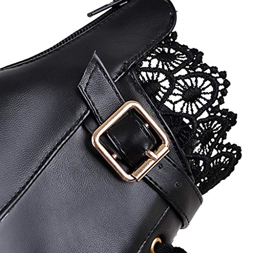 POLP Botines de Tacón Impermeables Mujer Zapatos con Plataforma de tacón Alto con Cordones Botas Cortas Retro Zapatos de Tacón Medio Partido Vestido De Boda con Encaje A la Moda Tacón Grueso