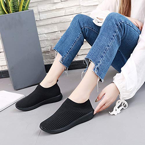 POLP Calzado Zapatos Deportivos Casual Zapatillas de Running para Mujer Transpirable Sports Zapatillas para Athletic Sports Sneakers Calcetines Zapatos Planos 35-43 Negras Rosa Verde