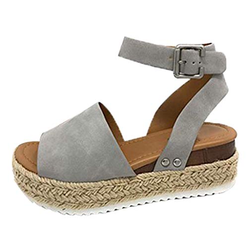 POLP Sandalias y Chancletas Zapatos de Plataforma Plana Costura Peep Toe Sandalias de Cerrojo Playa Zapatos de Verano Sandalias con Plataforma para Mujer Sandalias Plataformas Mujer