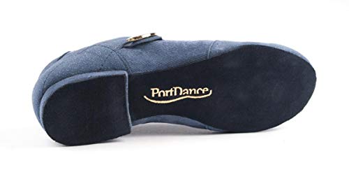 PortDance Zapatos de baile para mujer PD07 Fashion – Material: denim/ante – Color: Azul – Suela: piel áspera – Fabricado en Portugal, color Azul, talla 39 EU