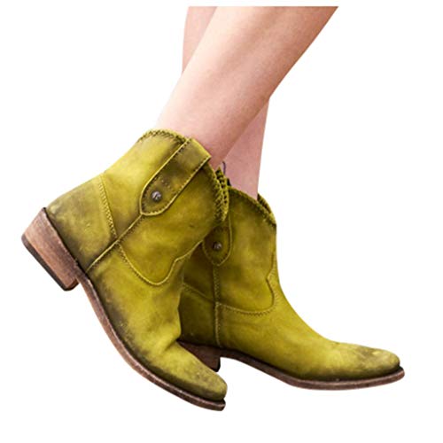 Posional Botas Chelsea para Mujer, Tobillo Casual Calzado Terciopelo Botas de Ladies Botines Lindos de Planas Bajas Cuñas Color Sólido Plataforma Romana Tacones Altos a la Rodilla