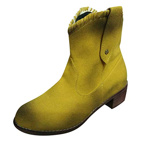 Posional Botas Chelsea para Mujer, Tobillo Casual Calzado Terciopelo Botas de Ladies Botines Lindos de Planas Bajas Cuñas Color Sólido Plataforma Romana Tacones Altos a la Rodilla