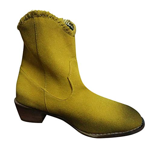 Posional Botas Chelsea para Mujer, Tobillo Casual Calzado Terciopelo Botas de Ladies Botines Lindos de Planas Bajas Cuñas Color Sólido Plataforma Romana Tacones Altos a la Rodilla