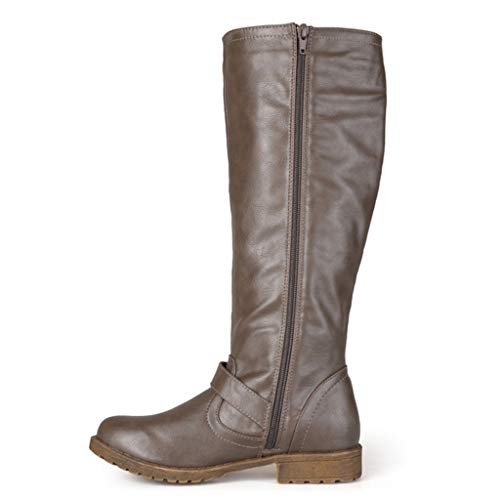 Posional Botas Largas Mujer Rodilla para Botines Altas Vintage de Cuero Zapatos Largos hasta Las Rodillas Casuales Invierno Moda Cremallera Hebilla Cinturón largas Motocicleta Retro cálidas