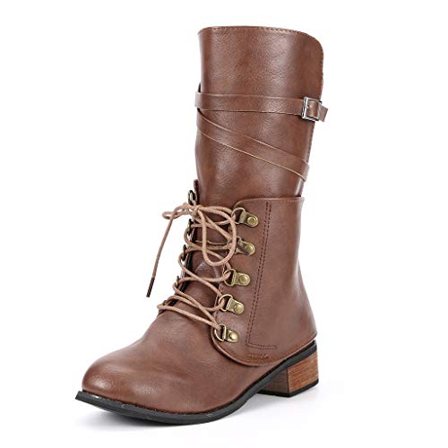 Posional Botas Retro Mujer Navidad Vintage Zapatos Planos de Cuero con Cremallera y Punta Redonda para Ladies Botas Nuevas con Soporte de Arco Piel Impermeable de la Nieve del Invierno
