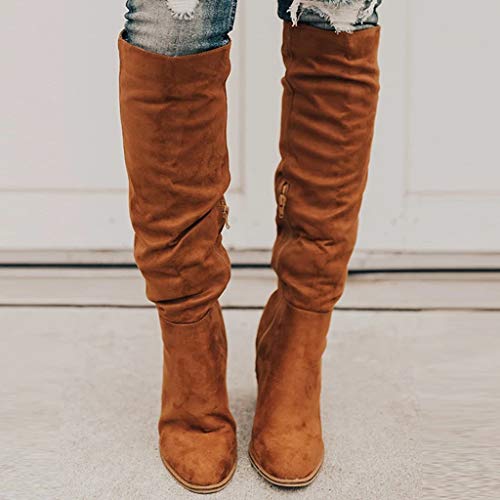 Posional Mujer Plataforma Impermeable Botas Sin Cordones Planas hasta La Rodilla De La Motocicleta De Las Mujeres Botines Largos Casuales Plataforma con TacóN Botas Biker