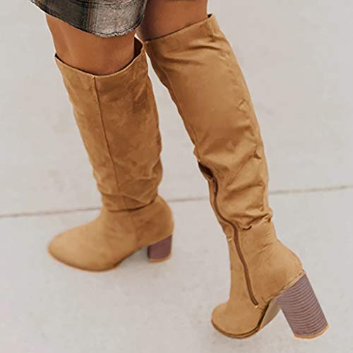 Posional Mujer Plataforma Impermeable Botas Sin Cordones Planas hasta La Rodilla De La Motocicleta De Las Mujeres Botines Largos Casuales Plataforma con TacóN Botas Biker
