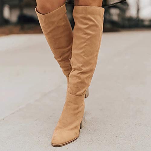 Posional Mujer Plataforma Impermeable Botas Sin Cordones Planas hasta La Rodilla De La Motocicleta De Las Mujeres Botines Largos Casuales Plataforma con TacóN Botas Biker