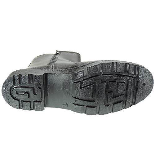POSTIGO 40 Bota Alta Piel Media Caña Campo Cremallera Trabajo Labores Agrícolas Piso Goma Inyectada Montaña Hombre Cremallera Impermeable Forro Lana Negro Talla 44