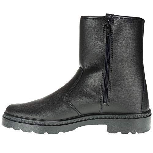 POSTIGO 40 Bota Alta Piel Media Caña Campo Cremallera Trabajo Labores Agrícolas Piso Goma Inyectada Montaña Hombre Cremallera Impermeable Forro Lana Negro Talla 44