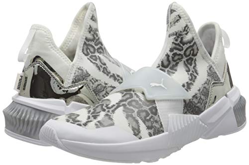 PUMA 194436, Zapatillas de Gimnasio Mujer, Blanco Metálico Plata, 38.5 EU