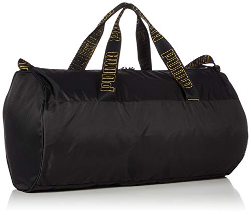 PUMA AT ESS Barrel Bag Bolsa Deporte, Women's, Black-Metallic Gold, OSFA