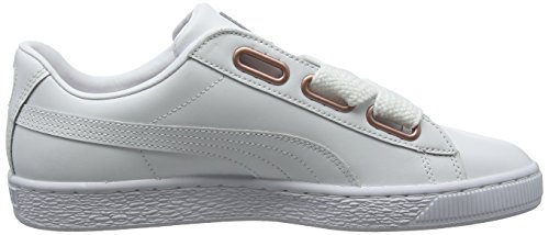 Puma Basket Heart Leather, Zapatillas Mujer, Blanco White-Rose Gold, 39 EU