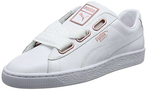 Puma Basket Heart Leather, Zapatillas Mujer, Blanco White-Rose Gold, 39 EU