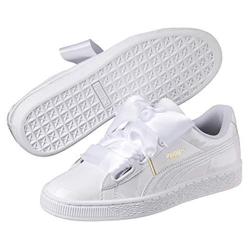 PUMA Basket Heart Patent Wn'S, Zapatillas Mujer, Blanco White White, 36 EU