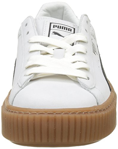 Puma Basket Platform Perf Gum, Zapatillas para Mujer, Blanco White-Black-Gold, 41 EU