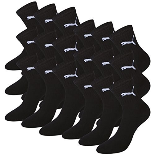 PUMA Short Crew - Calcetines deportivos con suela de rizo (12 unidades), Hombre, Calcetines deportivos, 4x231011001200043, Negro , 43-46