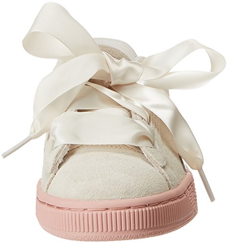 Puma Suede Heart Jewel Jr, Zapatillas Niñas, Blanco (Whisper White-Peach Beige), 35.5 EU