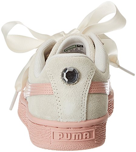Puma Suede Heart Jewel Jr, Zapatillas Niñas, Blanco (Whisper White-Peach Beige), 35.5 EU