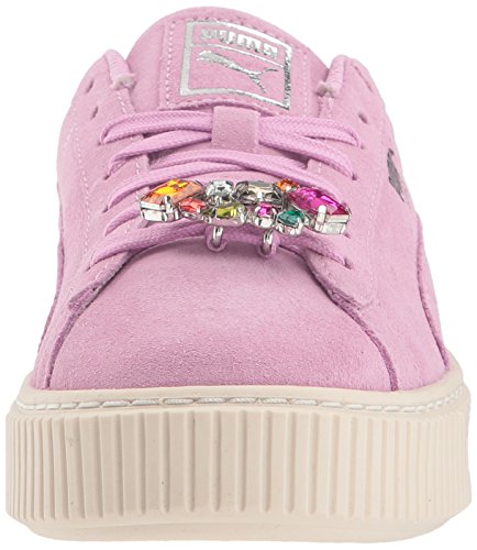 PUMA Unisex-Kid's Suede Platform Jewel Zapatilla de deporte con plataforma, color plateado orquídea, 5.5 M US Big Kid