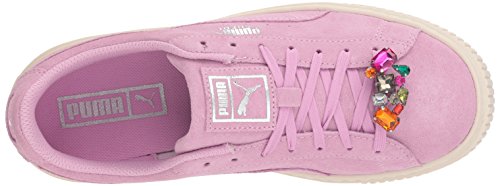 PUMA Unisex-Kid's Suede Platform Jewel Zapatilla de deporte con plataforma, color plateado orquídea, 5.5 M US Big Kid