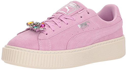 PUMA Unisex-Kid's Suede Platform Jewel Zapatilla de deporte con plataforma, color plateado orquídea, 5.5 M US Big Kid