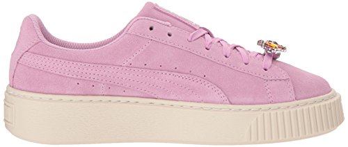 PUMA Unisex-Kid's Suede Platform Jewel Zapatilla de deporte con plataforma, color plateado orquídea, 5.5 M US Big Kid