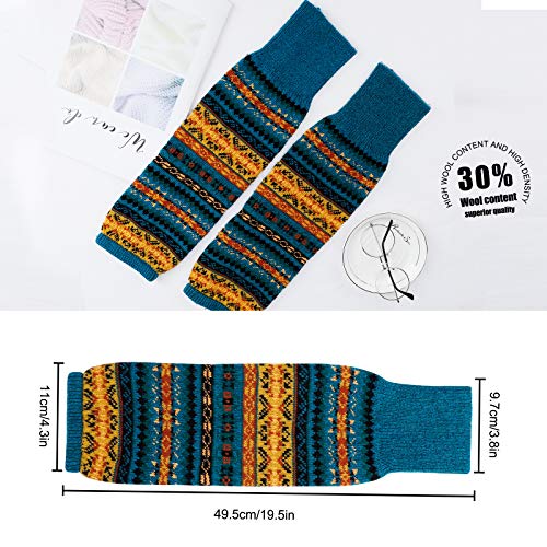 QH-Shop Calientapiernas Bohemia para Mujeres, Calentadores de Invierno de Ganchillo Largo de Punto Puños Calcetines Talla Única, Ideal Regalo para Damas Niñas