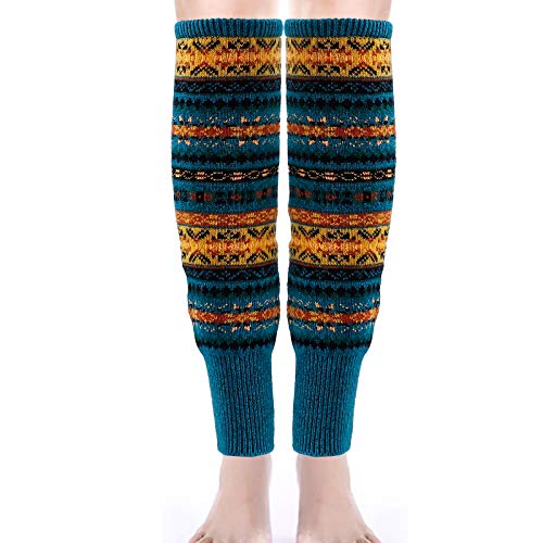 QH-Shop Calientapiernas Bohemia para Mujeres, Calentadores de Invierno de Ganchillo Largo de Punto Puños Calcetines Talla Única, Ideal Regalo para Damas Niñas