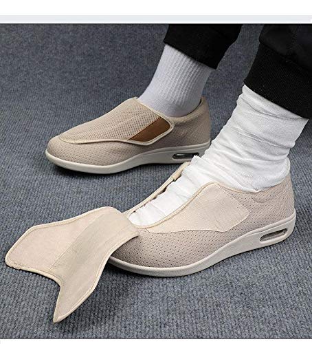 qmj Zapatos Ortopédicos para Diabéticos De Ajuste Ancho para Hombres Zapatillas Deportivas Ligeras para Exteriores Zapatos para Caminar para Ancianos,BEIGE-41