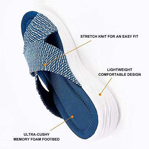 Qwing Sandalias de Diapositivas ortopédicas Cruzadas elásticas, Sandalias Flip Flop, Suela Antideslizante Que Absorbe los Golpes, Sandalias de Punta Abierta, Mulas Lisas para Damas, Playa, Verano