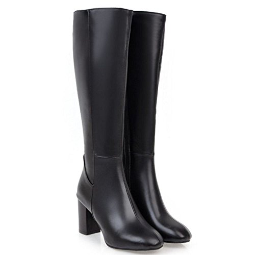 RAZAMAZA Botas Moda de Rodilla Tacon Alto para Mujer (32 AS, SM Black)