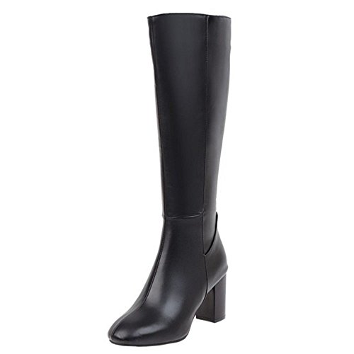 RAZAMAZA Botas Moda de Rodilla Tacon Alto para Mujer (32 AS, SM Black)