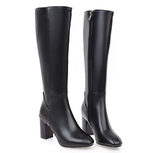 RAZAMAZA Botas Moda de Rodilla Tacon Alto para Mujer (32 AS, SM Black)