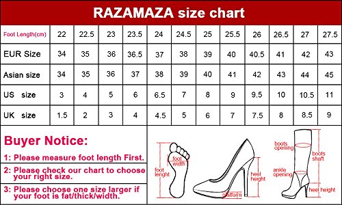 RAZAMAZA Mujer Moda Tacón Alto Bombas Zapatos Plataforma Beige Size 34 Asian