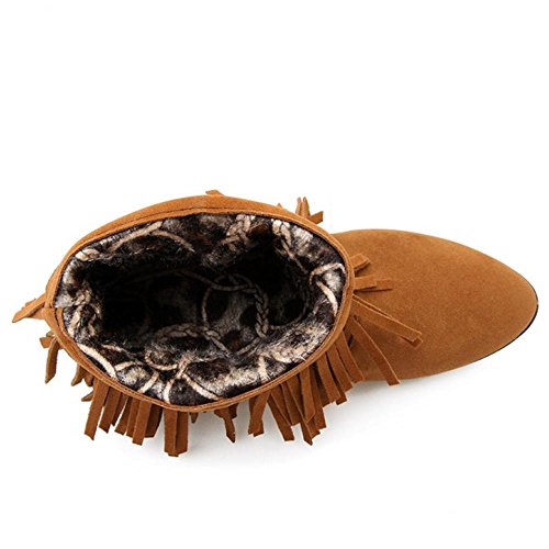 RAZAMAZA Zapatos de Mujer Medio Botas con Flecos Botines (33 EU, Light Brown)