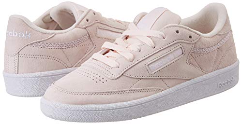 Reebok Club C 85 Trim NBK, Zapatillas de Tenis Mujer, Rosa (Pale Pink/White/Powder Grey 000), 38 EU