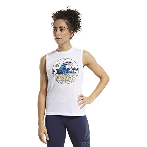 Reebok RC Tidal Wave Muscle Camiseta, Mujer, Blanco, M