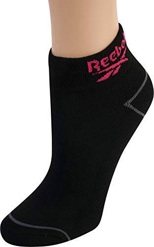 Reebok Women Athletic Quarter Cut Socks (6 Pack) (Black/Colors, Shoe Size: 4-10)