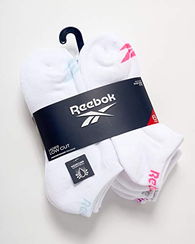 Reebok Women's No-Show Athletic Performance Low Cut Cushioned Socks (6 Pack), Size Shoe Size: 4-10 , Pure White