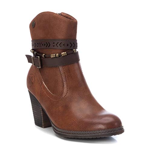 REFRESH - Botín Campera con Tacón Bajo para Mujer - Color Marrón