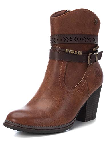 REFRESH - Botín Campera con Tacón Bajo para Mujer - Color Marrón