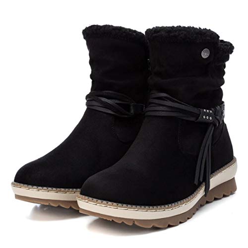 REFRESH - Botín Casual de Tela para Mujer - Color Negro