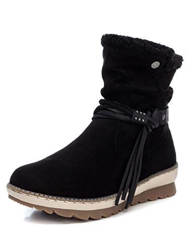 REFRESH - Botín Casual de Tela para Mujer - Color Negro