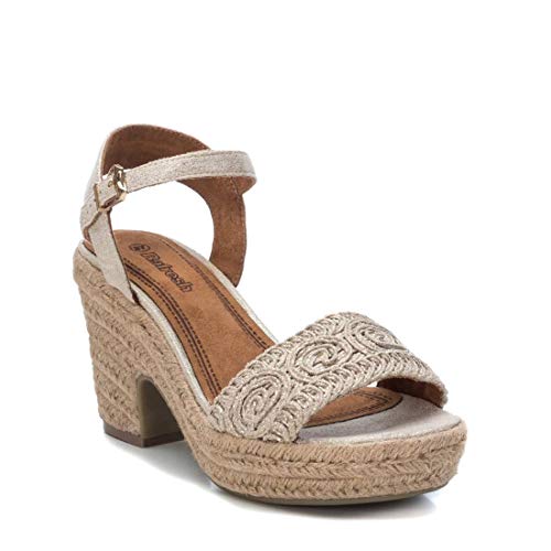 REFRESH - Sandalia de Tacón para Mujer - Sandalia con Cierre de Hebilla - Tacón 10 cm - Color Oro - Talla 38