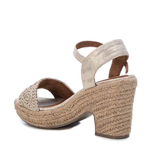 REFRESH - Sandalia de Tacón para Mujer - Sandalia con Cierre de Hebilla - Tacón 10 cm - Color Oro - Talla 38